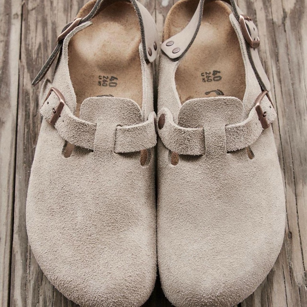 Birkenstock Suede Mules in Beige